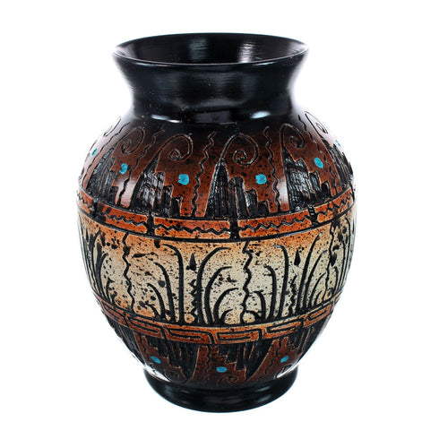 Navajo Indian Hand Crafted Pot By Artist Dewayne Eskeets SN20013
